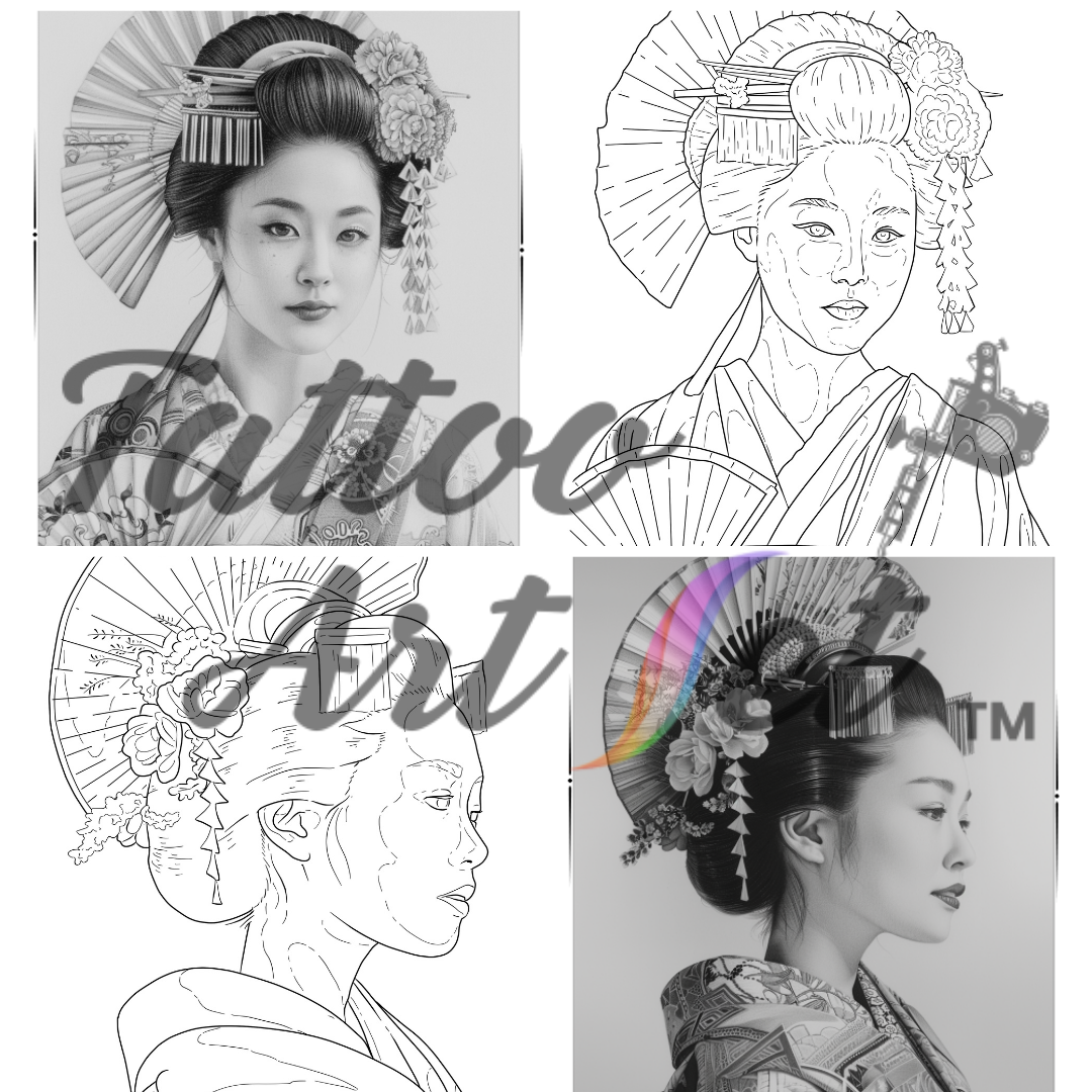 Geisha Tattoo Stencils: Reference Kit