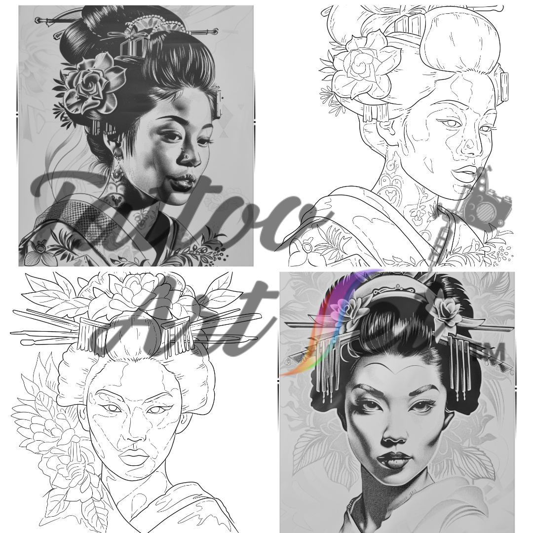 Geisha Tattoo Stencils: Reference Kit