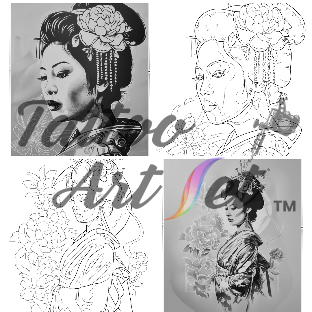 Geisha Tattoo Stencils: Reference Kit