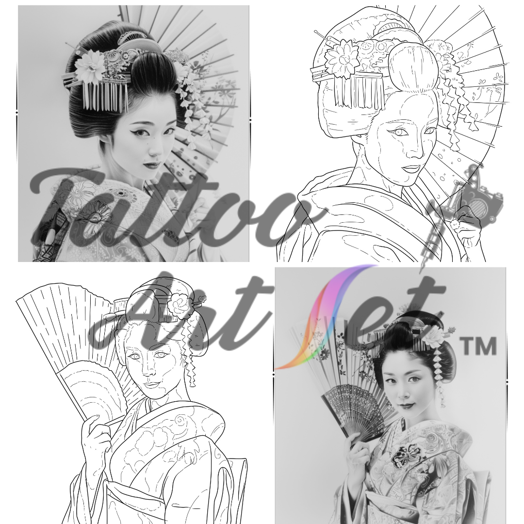 Geisha Tattoo Stencils: Reference Kit