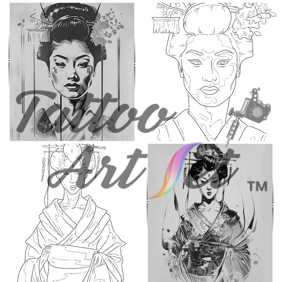 Geisha Tattoo Stencils: Reference Kit