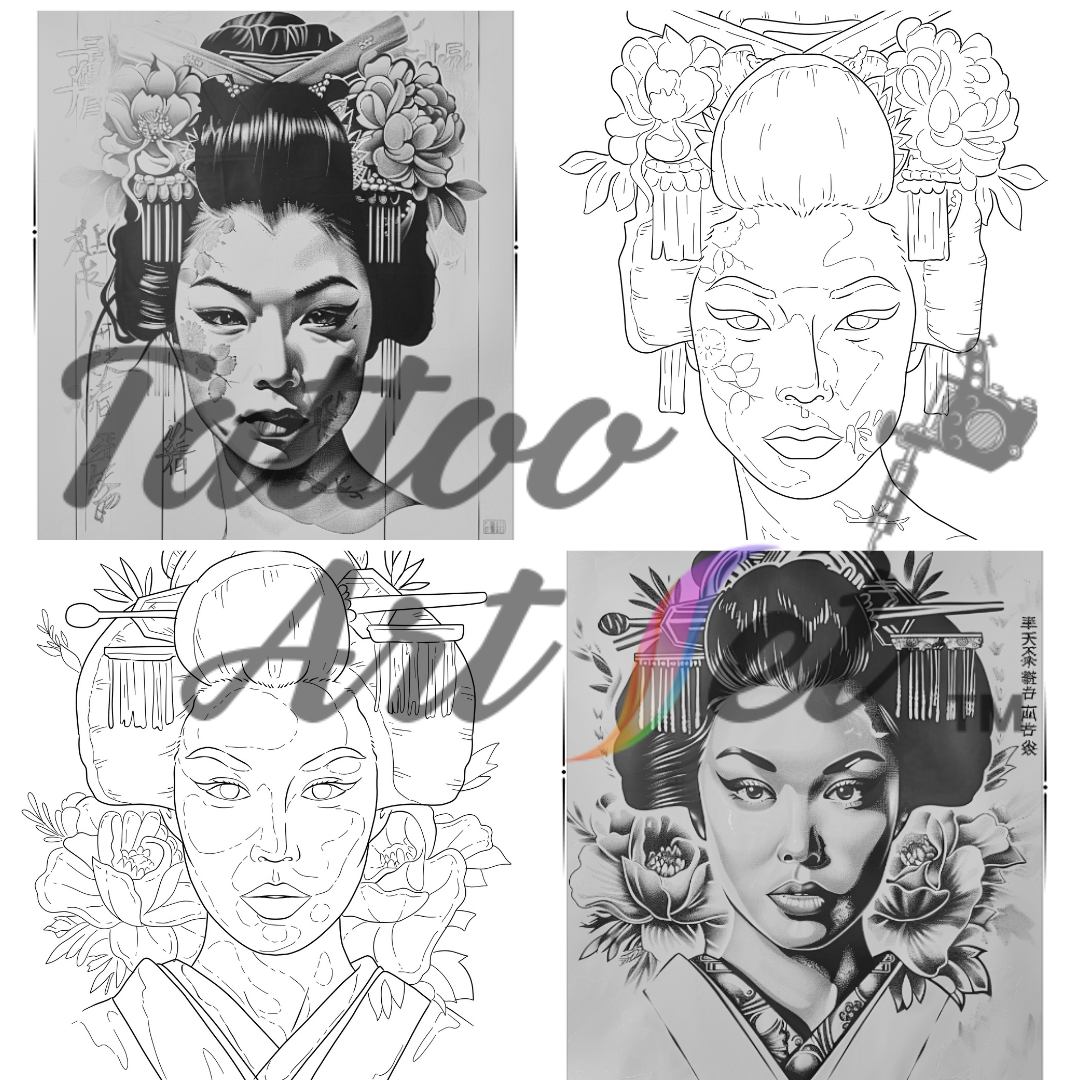 Geisha Tattoo Stencils: Reference Kit