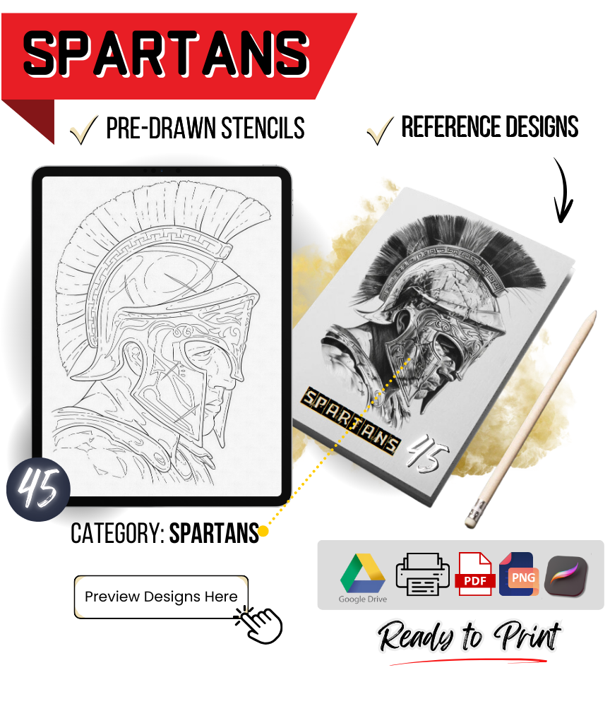 Spartan Tattoo Stencils: Reference Kit